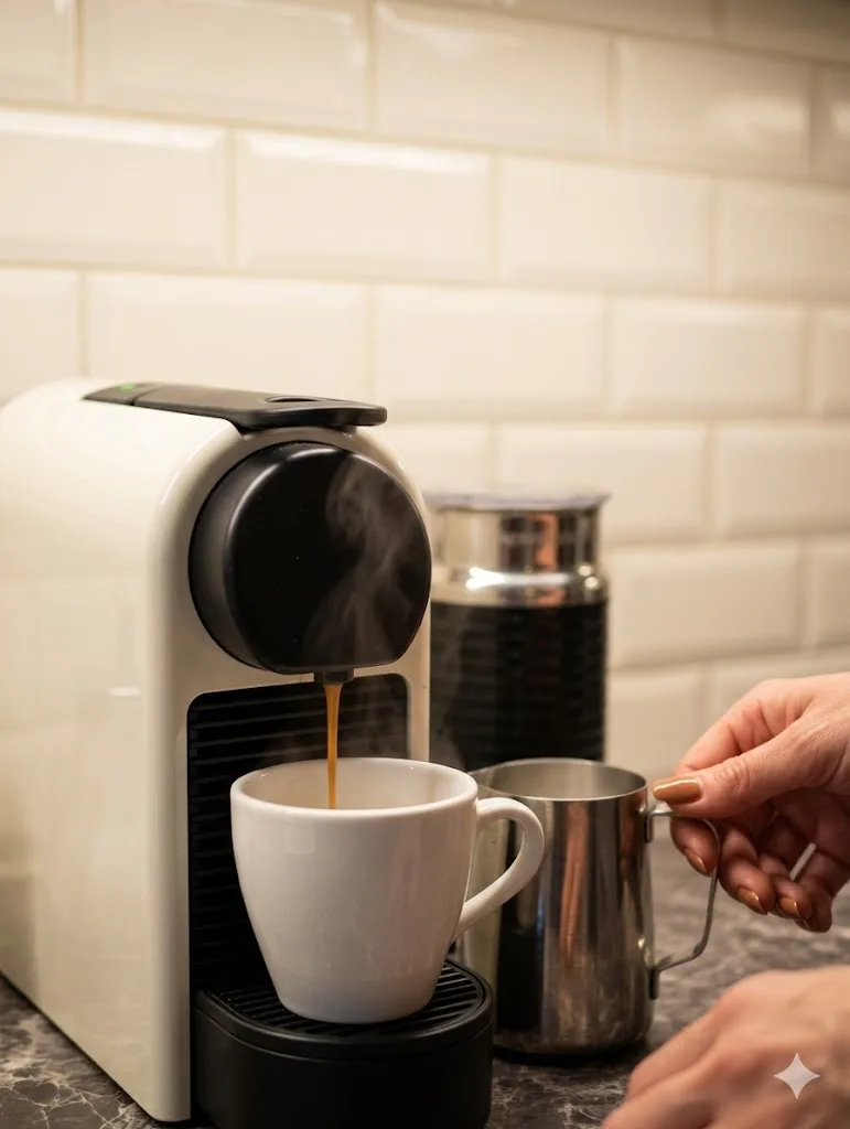 Küchenbereich von Studio 1010 mit Kaffeemaschine